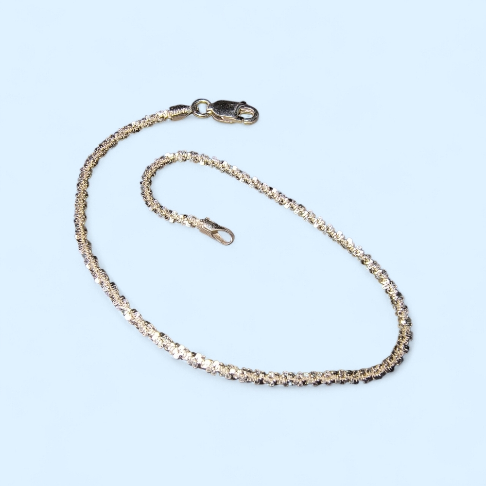 Italy Sterling Silver Slender Sparkle Cut Chain Bracelet